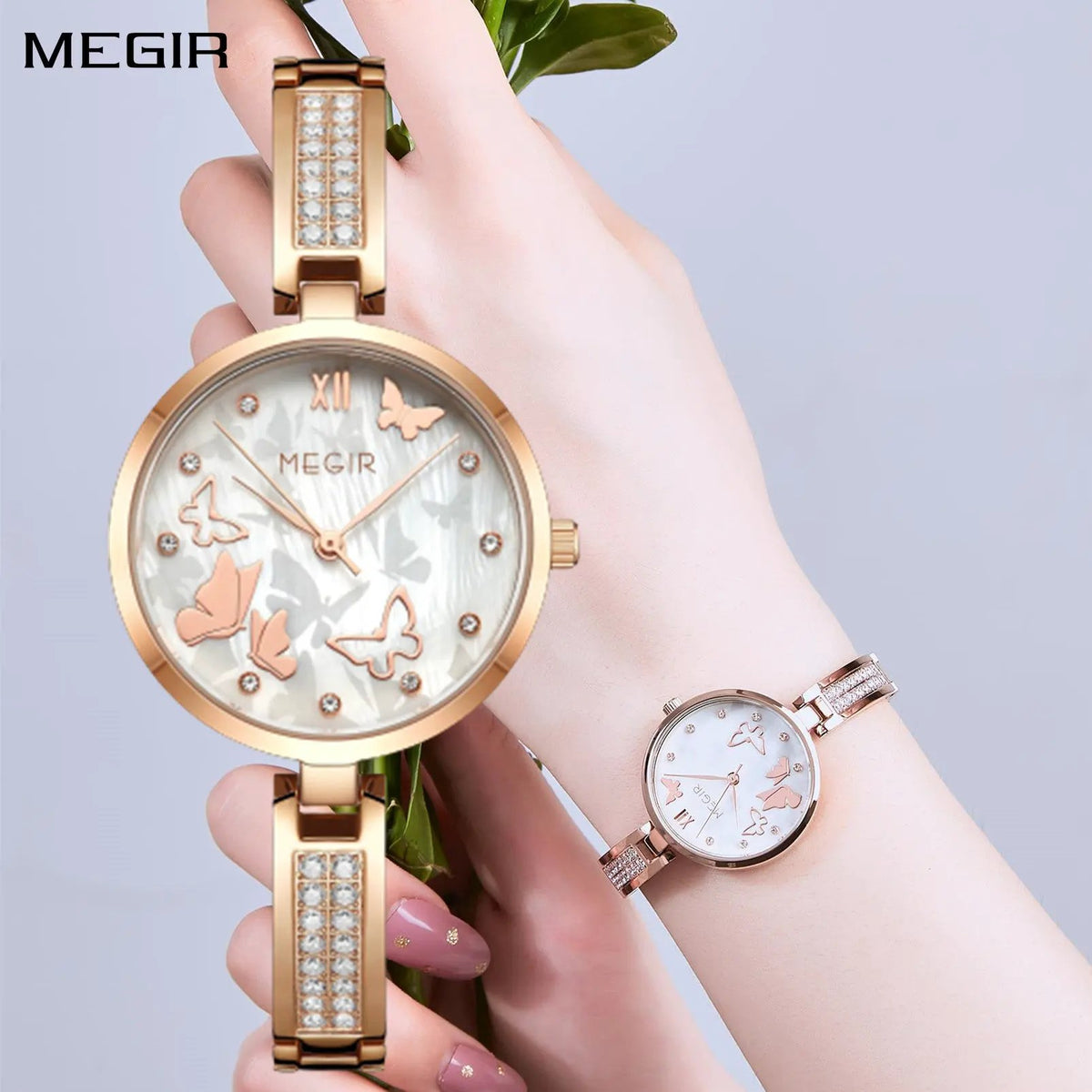 MEGIR Watch for Women Luxury Diamond Ladies Quartz Wristwatches Steel Women Bracelet Watches Female Dress Clock Relogio Feminino 7018 by MEGIR WATCH GROUP