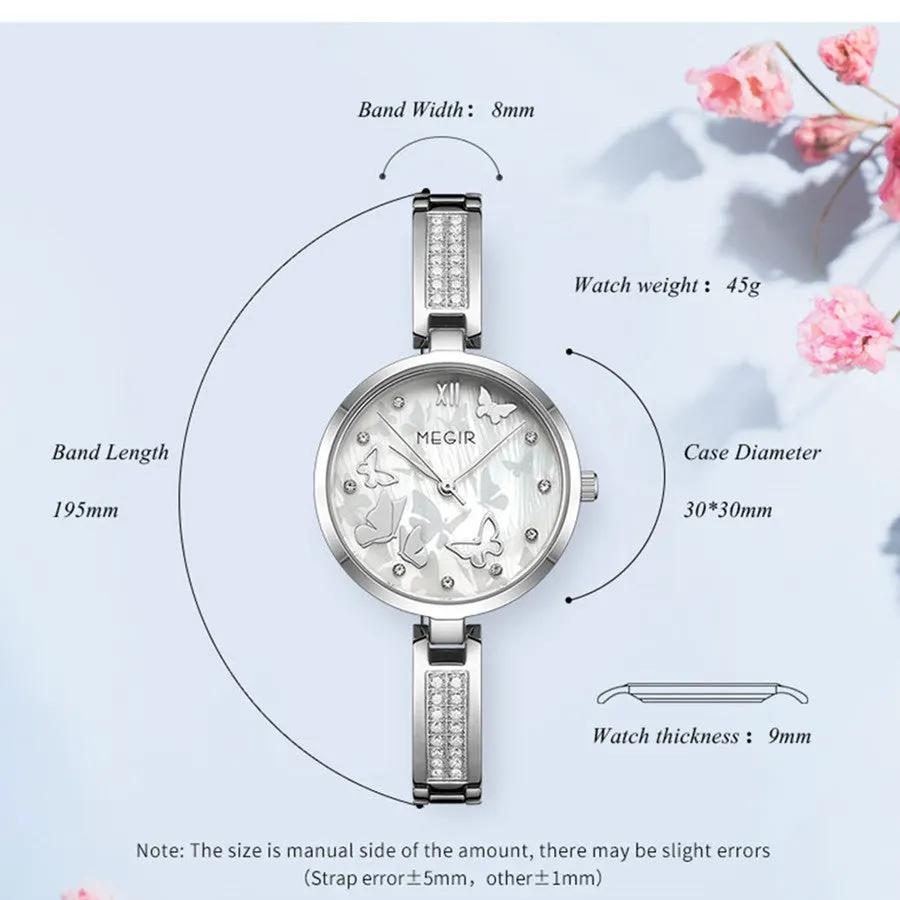 MEGIR Watch for Women Luxury Diamond Ladies Quartz Wristwatches Steel Women Bracelet Watches Female Dress Clock Relogio Feminino 7018 by MEGIR WATCH GROUP
