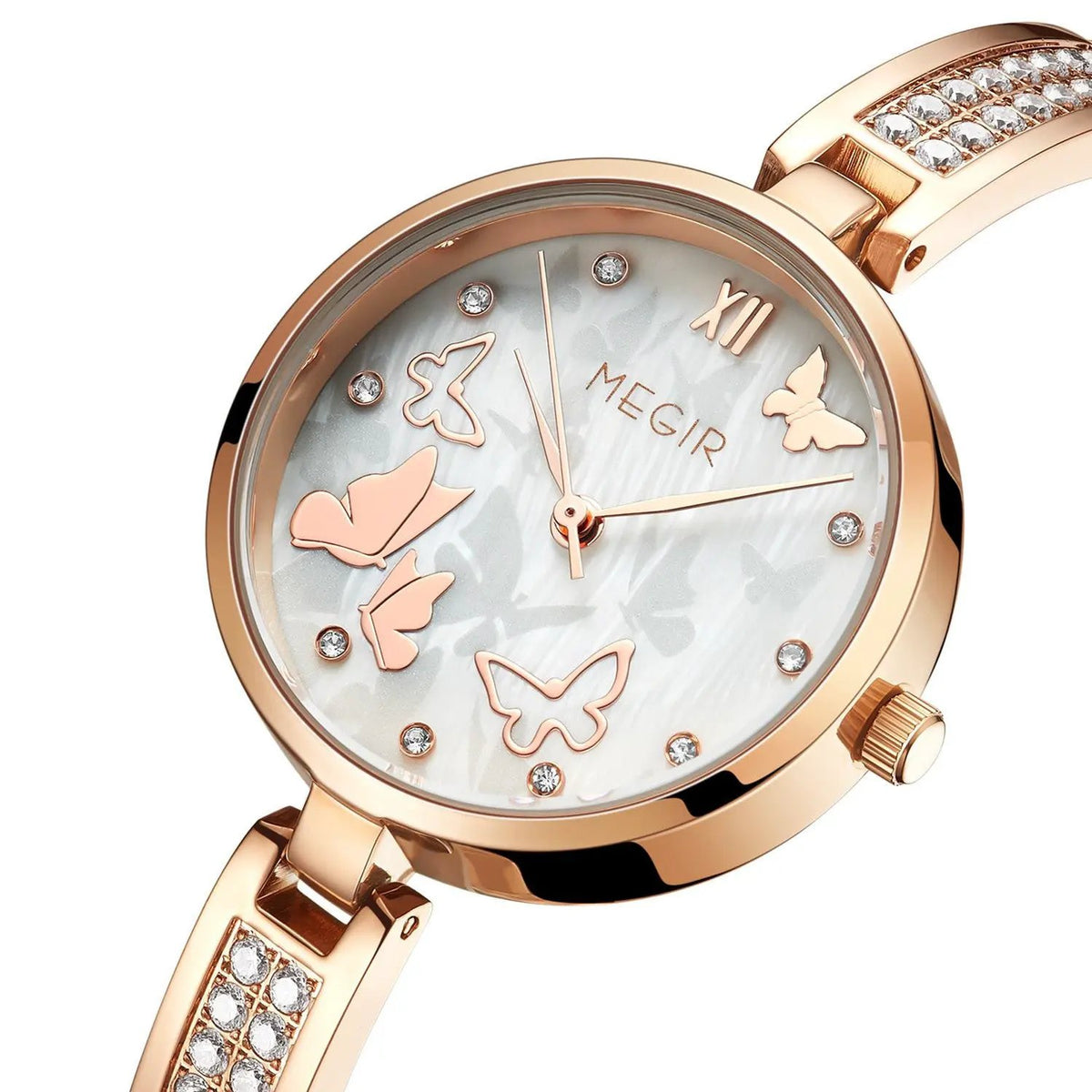 MEGIR Watch for Women Luxury Diamond Ladies Quartz Wristwatches Steel Women Bracelet Watches Female Dress Clock Relogio Feminino 7018 by MEGIR WATCH GROUP