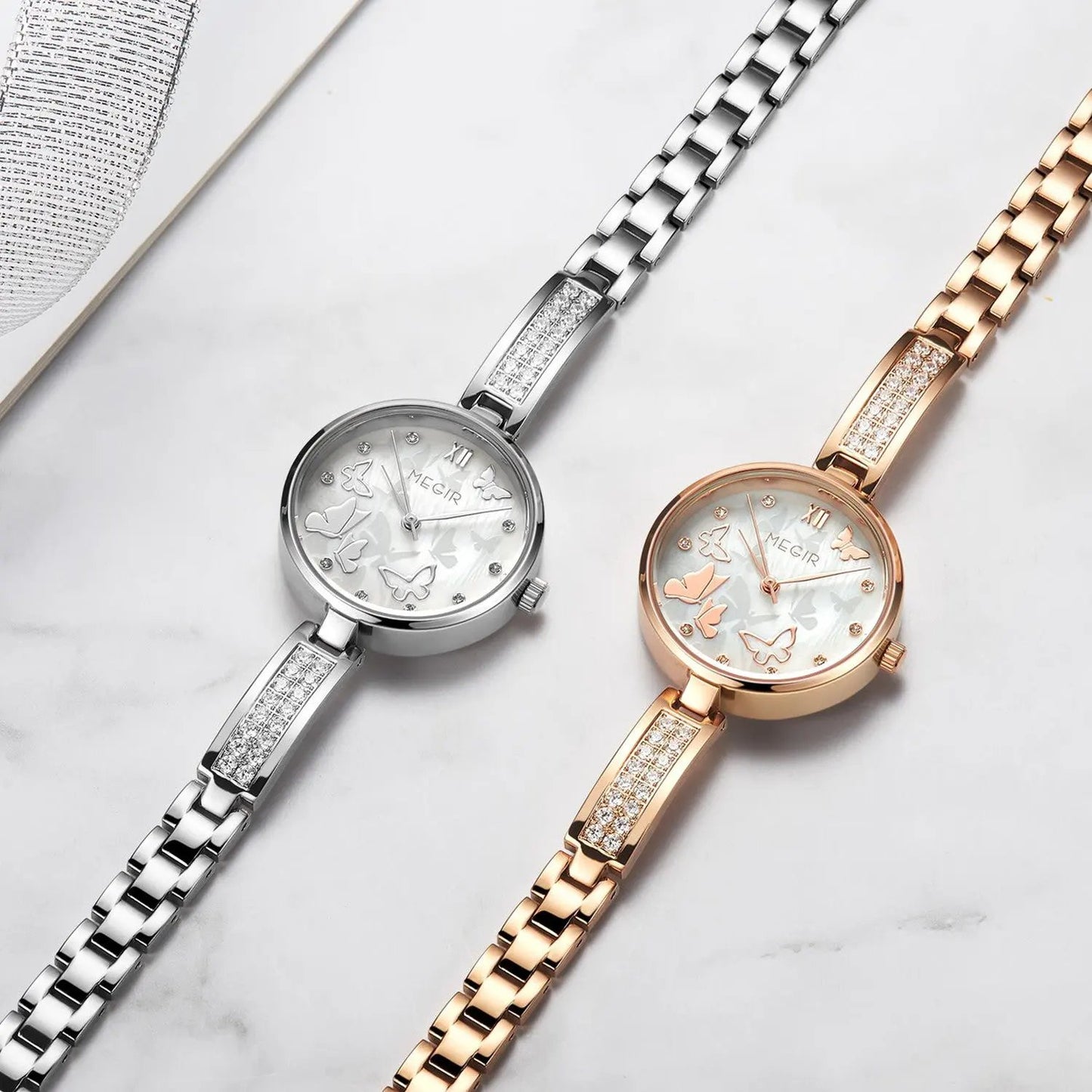 MEGIR Watch for Women Luxury Diamond Ladies Quartz Wristwatches Steel Women Bracelet Watches Female Dress Clock Relogio Feminino 7018 by MEGIR WATCH GROUP