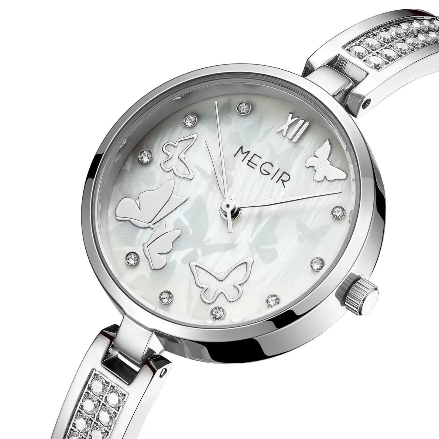 MEGIR Watch for Women Luxury Diamond Ladies Quartz Wristwatches Steel Women Bracelet Watches Female Dress Clock Relogio Feminino 7018 by MEGIR WATCH GROUP