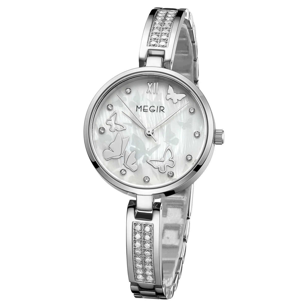 MEGIR Watch for Women Luxury Diamond Ladies Quartz Wristwatches Steel Women Bracelet Watches Female Dress Clock Relogio Feminino 7018 by MEGIR WATCH GROUP
