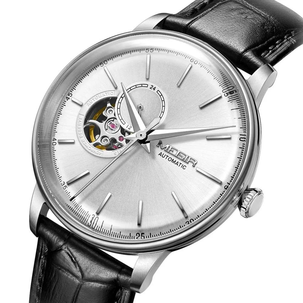 MEGIR Automatic Men's Watch Mechanical Movement Leather Strap Luxury Business Watches 5ATM Waterproof Big Dial Clock Wristwatch 62057 by MEGIR WATCH GROUP