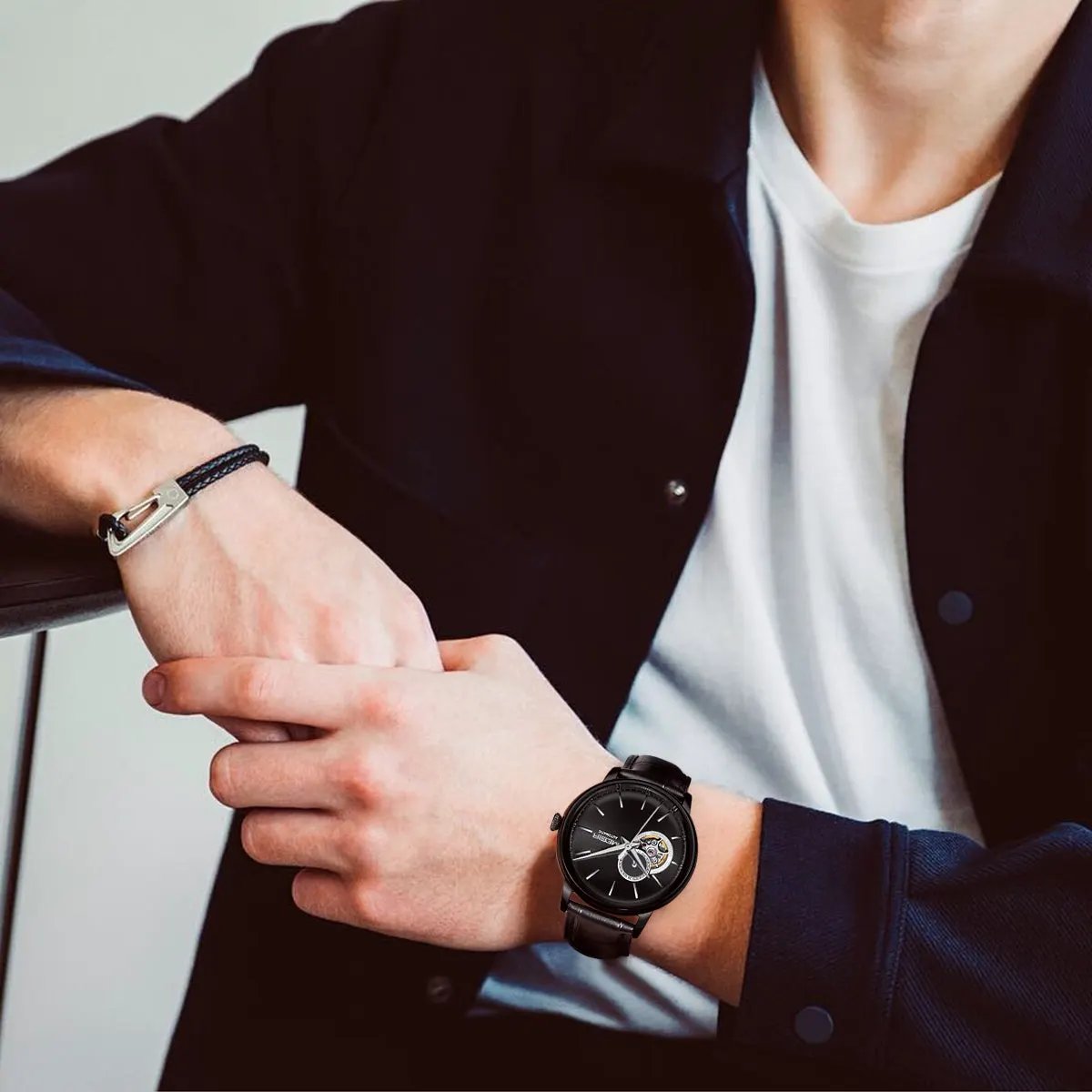MEGIR Automatic Men's Watch Mechanical Movement Leather Strap Luxury Business Watches 5ATM Waterproof Big Dial Clock Wristwatch 62057 by MEGIR WATCH GROUP