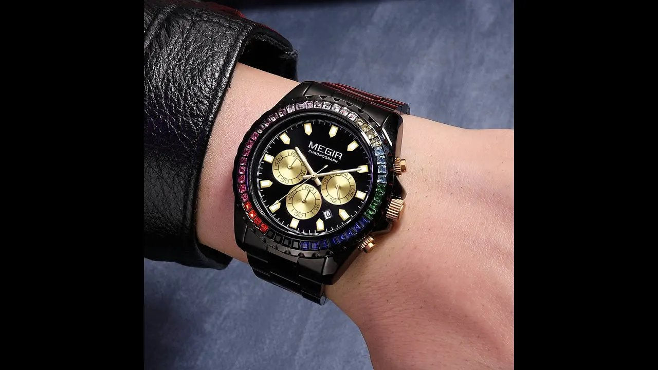 MEGIR Men Watches Luxury Military Quartz Wristwatch Waterproof Stainless Steel Strap Business Watch Chronograph Date Clock Relogio Masculino 2227 by MEGIR WATCH GROUP