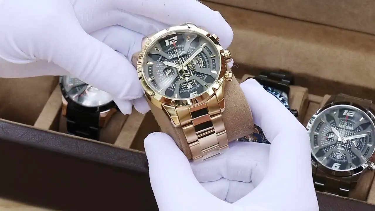 MEGIR Stainless Steel Bracelet Watch for Men Luxury Business Casual Quartz Wristwatch Date Clock Chronograph Big Dial Reloj Hombre 2221 by MEGIR WATCH GROUP