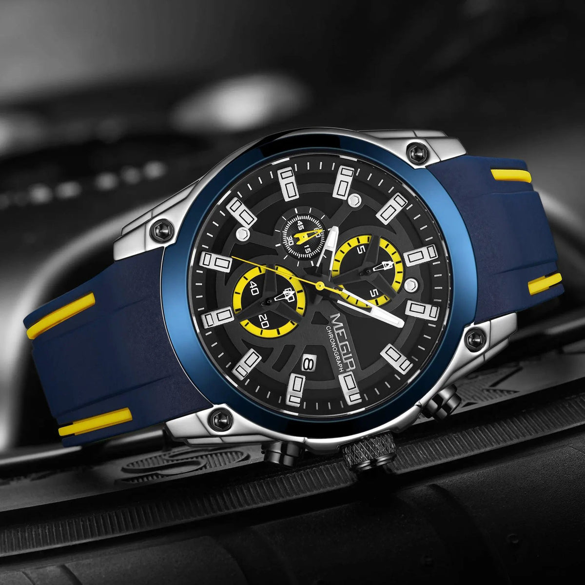 MEGIR Original Blue Sport Watches for Men Luxury Chronograph Man Military Quartz Wristwatch Clock Luminous Big Dial Reloj Hombre 2144 by MEGIR WATCH GROUP