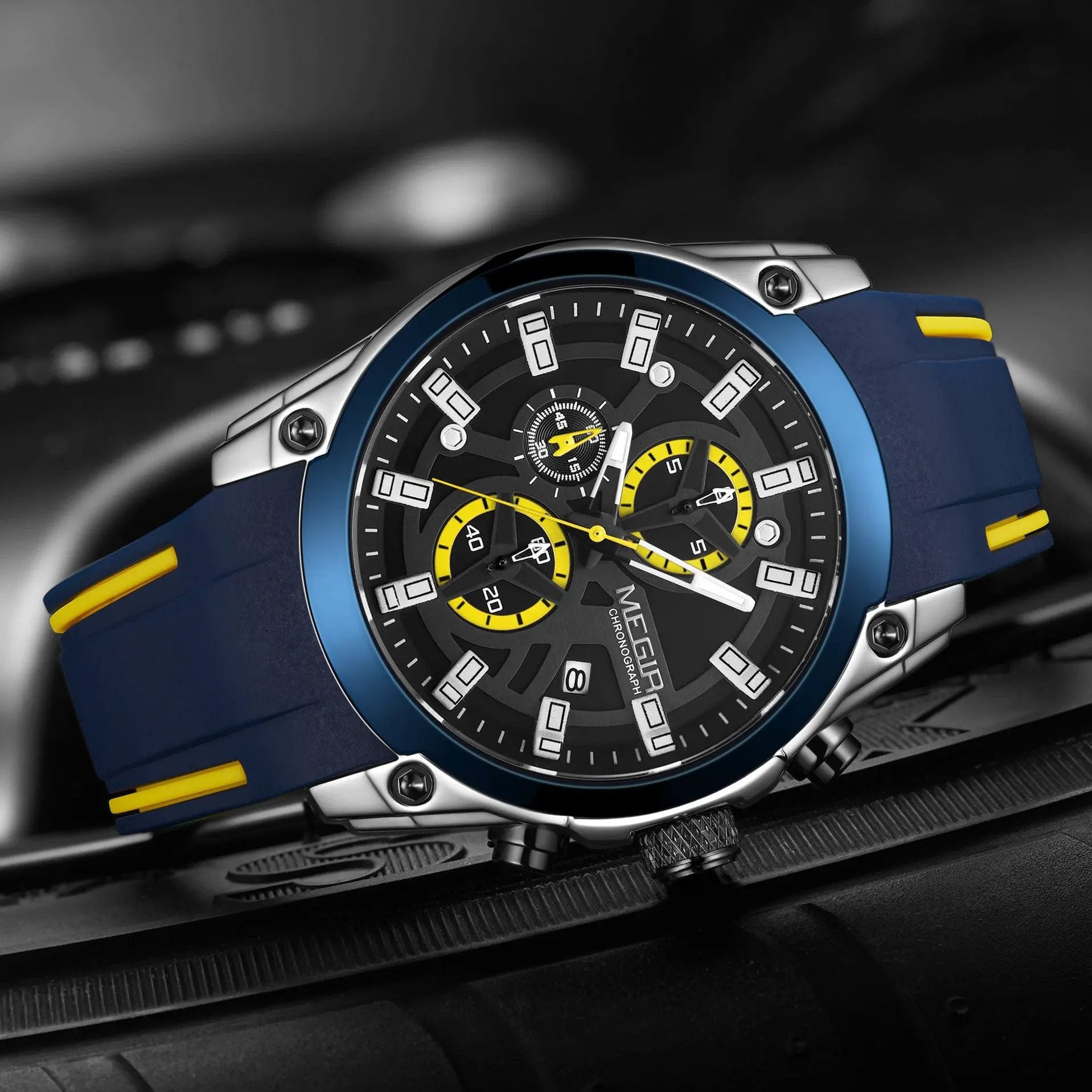 MEGIR Original Blue Sport Watches for Men Luxury Chronograph Man Military Quartz Wristwatch Clock Luminous Big Dial Reloj Hombre 2144 by MEGIR WATCH GROUP