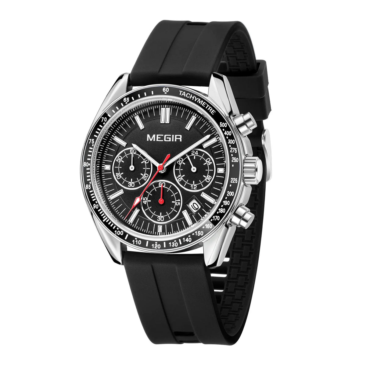 MEGIR Analog Quartz Wrist Watch Chronograph Luminous Business Sport Watches with Silicone Strap Calendar Man Clock Reloj Hombre 8105 by MEGIR WATCH GROUP