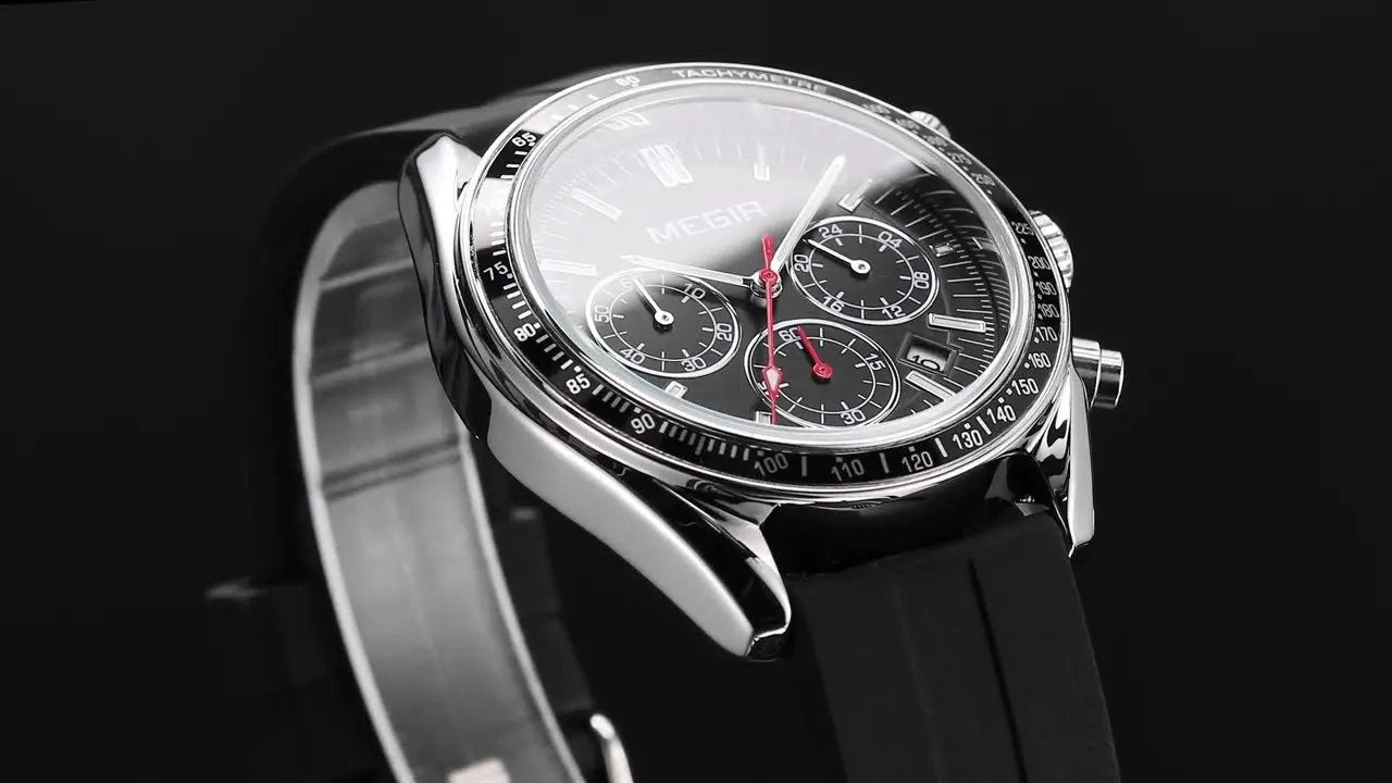 MEGIR Analog Quartz Wrist Watch Chronograph Luminous Business Sport Watches with Silicone Strap Calendar Man Clock Reloj Hombre 8105 by MEGIR WATCH GROUP