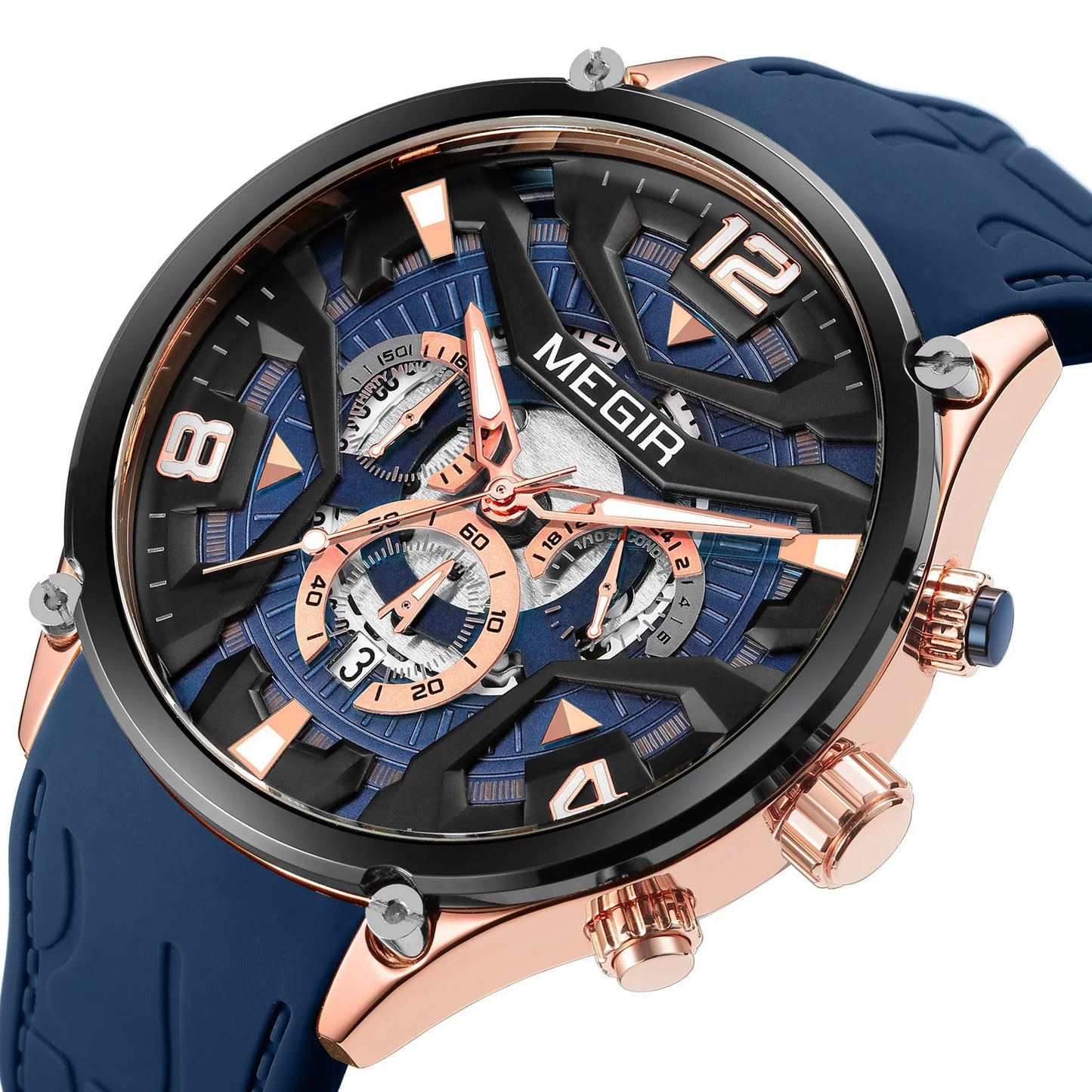 MEGIR Chronograph Luxury Men Quartz Military Watches Silicone Strap Waterproof Man Sport Wristwatch Date Clock Reloj Hombre 2222 by MEGIR WATCH GROUP