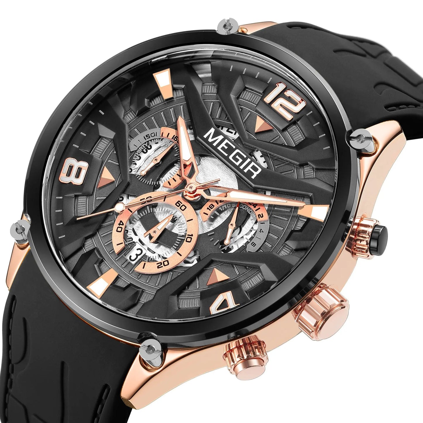 MEGIR Chronograph Luxury Men Quartz Military Watches Silicone Strap Waterproof Man Sport Wristwatch Date Clock Reloj Hombre 2222 by MEGIR WATCH GROUP