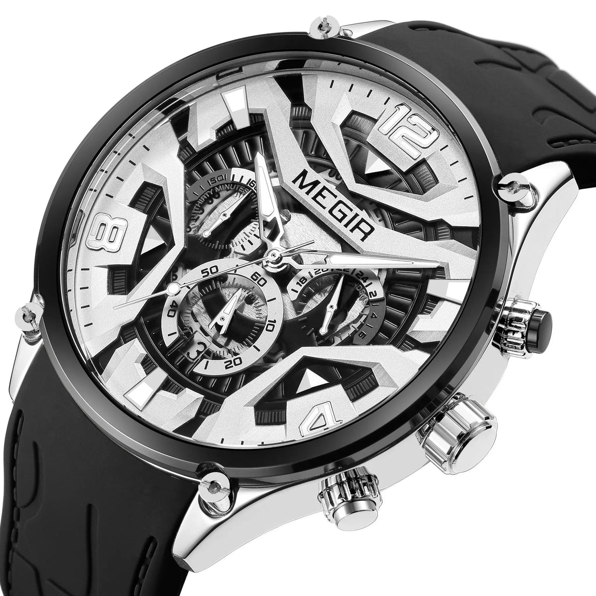 MEGIR Chronograph Luxury Men Quartz Military Watches Silicone Strap Waterproof Man Sport Wristwatch Date Clock Reloj Hombre 2222 by MEGIR WATCH GROUP