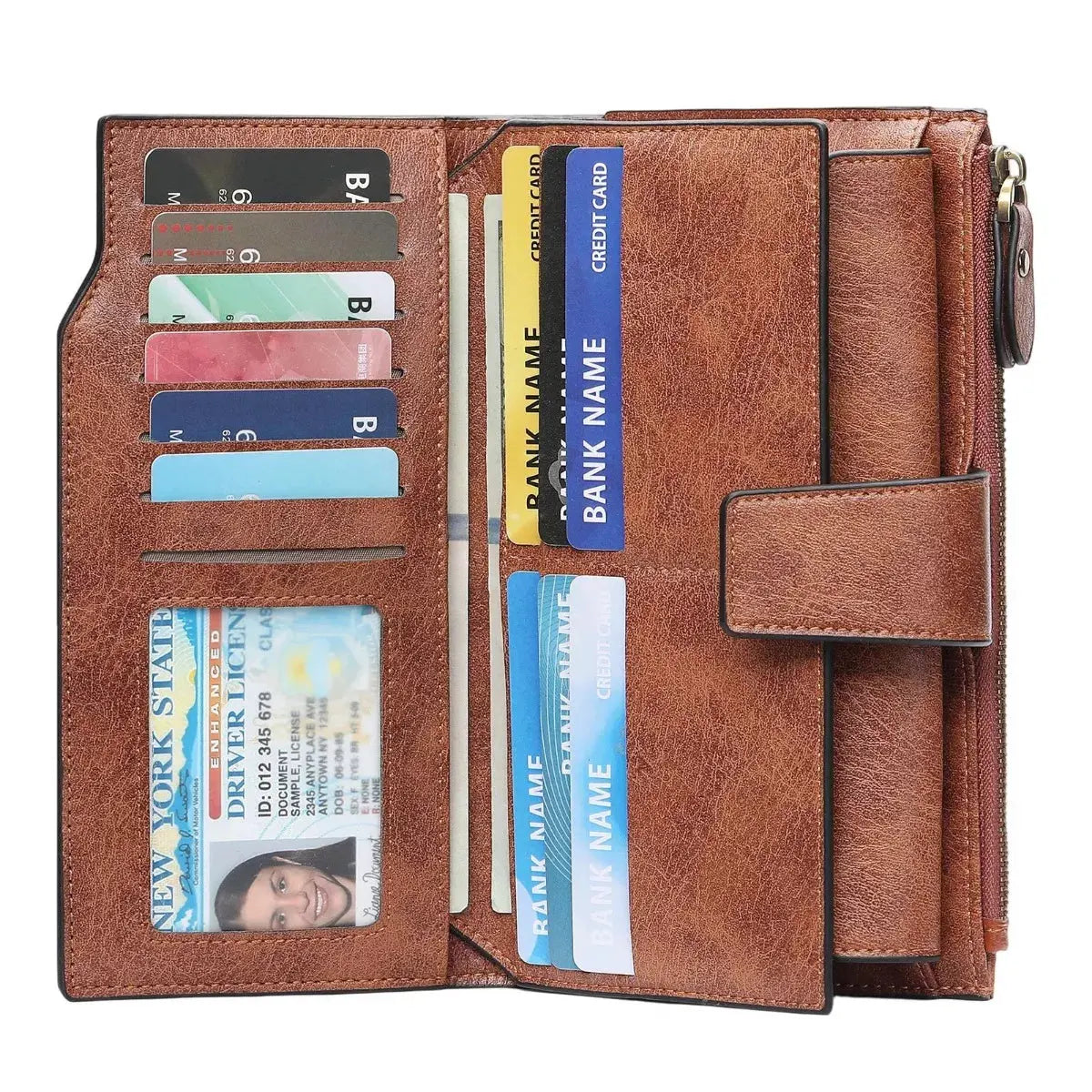 Vintage Style Long Leather Wallet by Partner Label