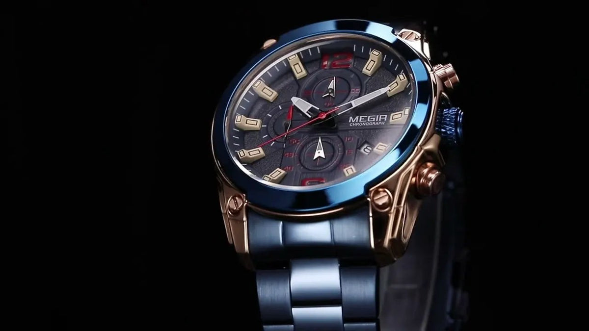 MEGIR Luxury Men Business Casual Wristwatch Chronograph Stainless Steel Waterproof Luminous Quartz Watch Clock Calendar Reloj Hombre 2063 by MEGIR WATCH GROUP