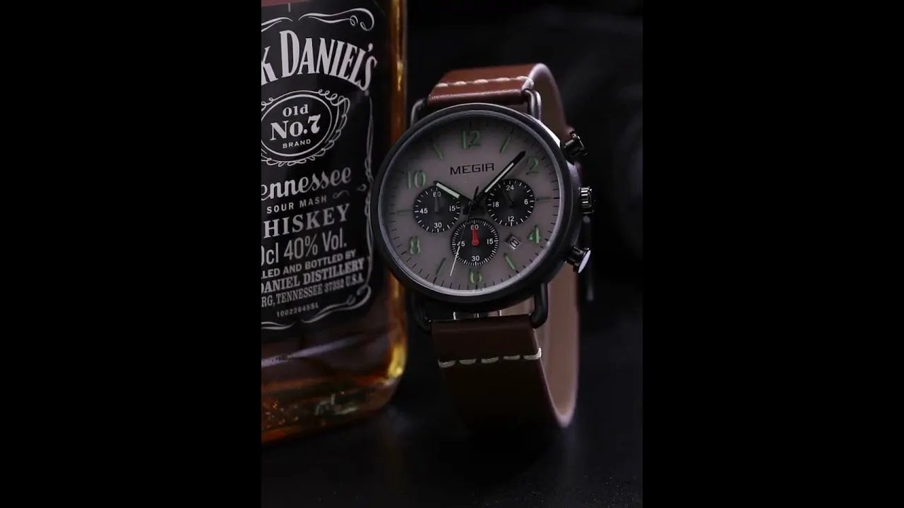MEGIR Fashion Mens Watches Luxury Sport Quartz Wrist Watch Steel Mesh Business Casual Watches Calendar Leather Band Man Clock 2158 by MEGIR WATCH GROUP