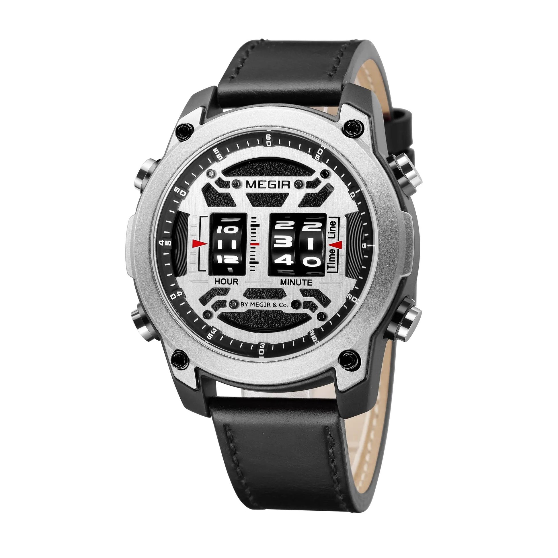 MEGIR Men's Watch Roller Business Casual Wristwatch Leather Fashion Sports Quartz Watch Chronograph Waterproof Male Clock 2142 by MEGIR WATCH GROUP