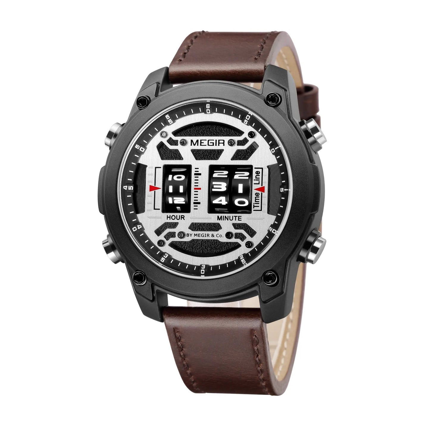 MEGIR Men's Watch Roller Business Casual Wristwatch Leather Fashion Sports Quartz Watch Chronograph Waterproof Male Clock 2142 by MEGIR WATCH GROUP