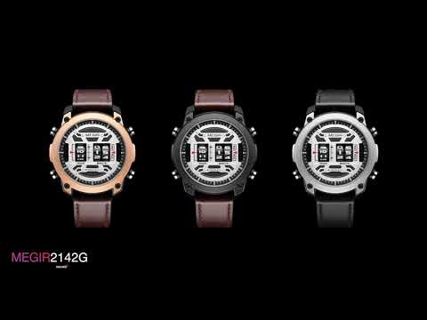 MEGIR Men's Watch Roller Business Casual Wristwatch Leather Fashion Sports Quartz Watch Chronograph Waterproof Male Clock 2142 by MEGIR WATCH GROUP