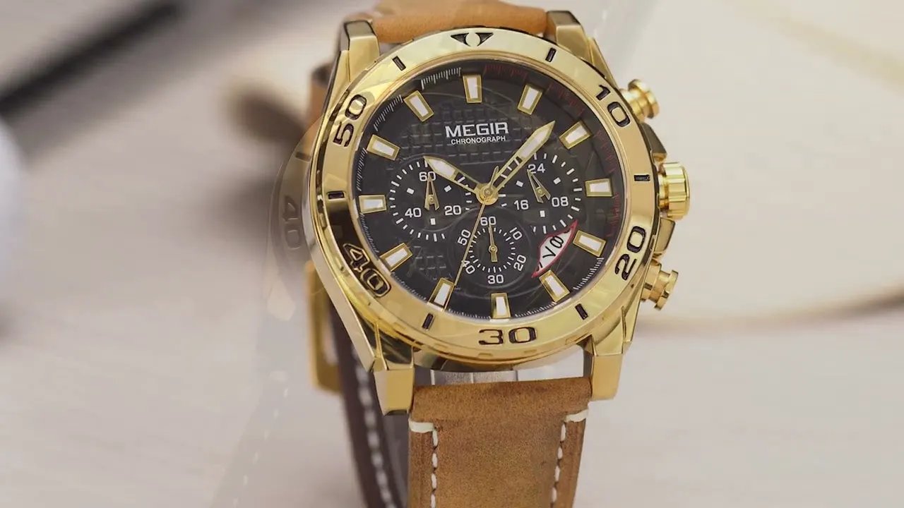 MEGIR Men Watches Brand Luxury Sports Quartz Chronograph Men's Army Military Wristwatch Leather Strap Male Clock Reloj Hombre 2094 by MEGIR WATCH GROUP