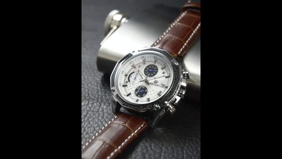 MEGIR Men's Watch Brand Luxury Casual Sport Watches Quartz Chronograph Leather Strap Waterproof Wristwatch Calendar Male Clock 2015 by MEGIR WATCH GROUP