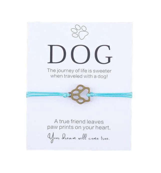 Friendship Bracelet Gift for Him Paw Print Bracelet Dog Lover Gift Dog Lover Jewelry Wish Bracelet Gift for Pet Dog Parents by Maiden-Art