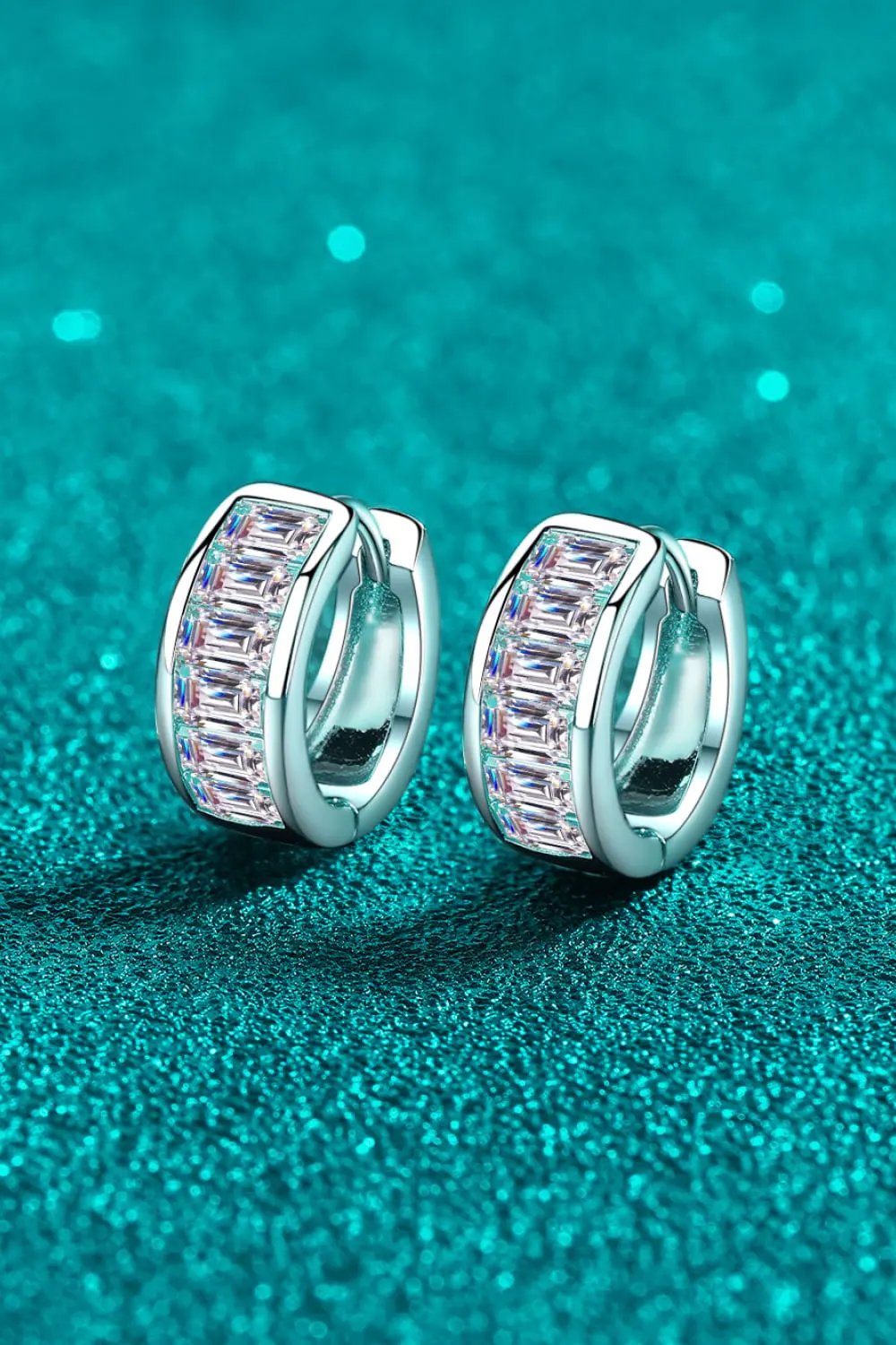 1.8 Carat Moissanite 925 Sterling Silver Huggie Earrings by Partner Label