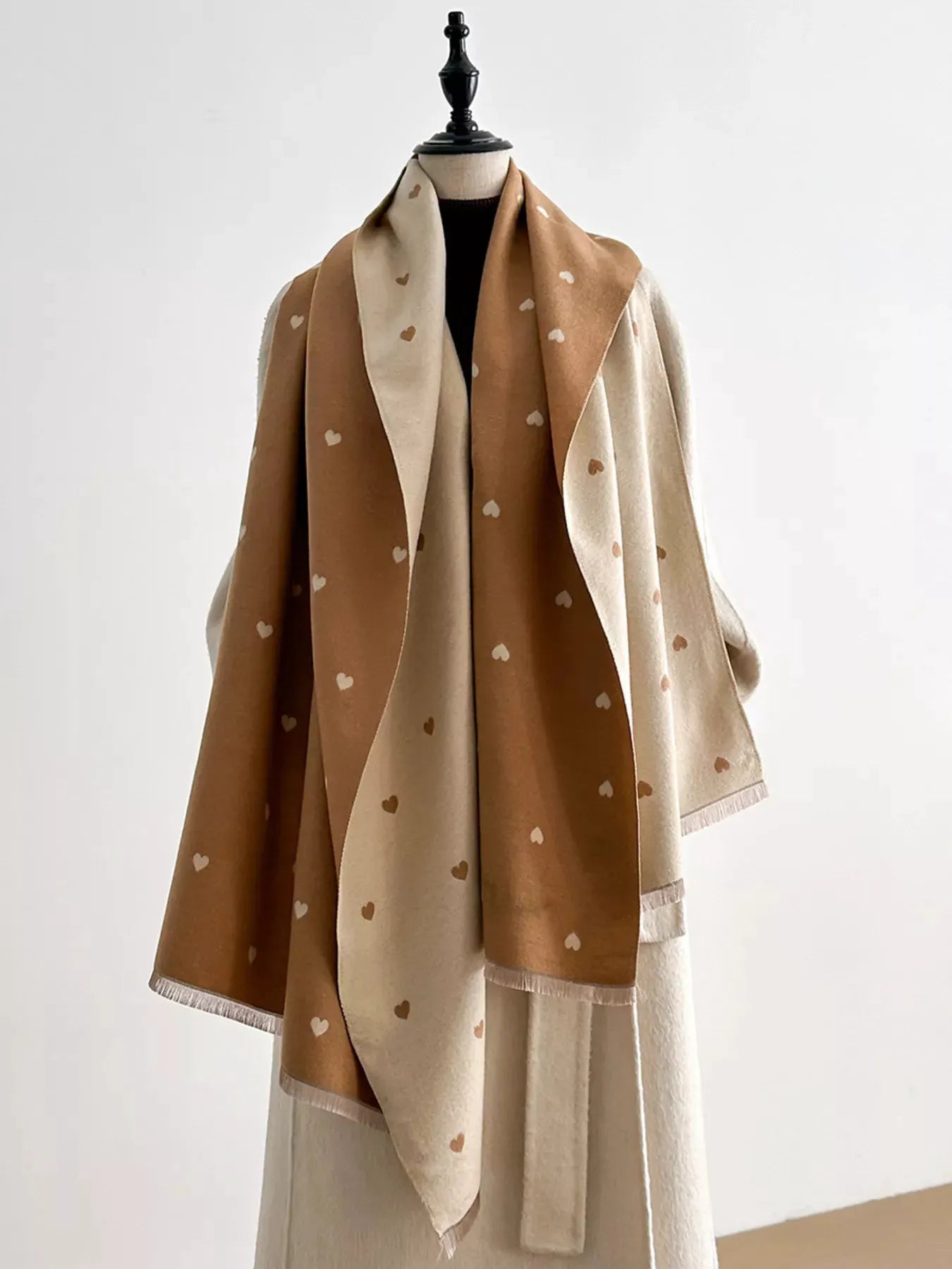 Heart Raw Hem Scarf by Partner Label