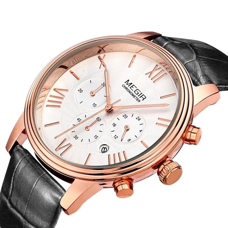 MEGIR Brown Retro Sports Quartz Men's Watches Large Dial Chronograph Clock Fashion Multifunctional Men Wrist Watch Montre Homme 2012 by MEGIR WATCH GROUP