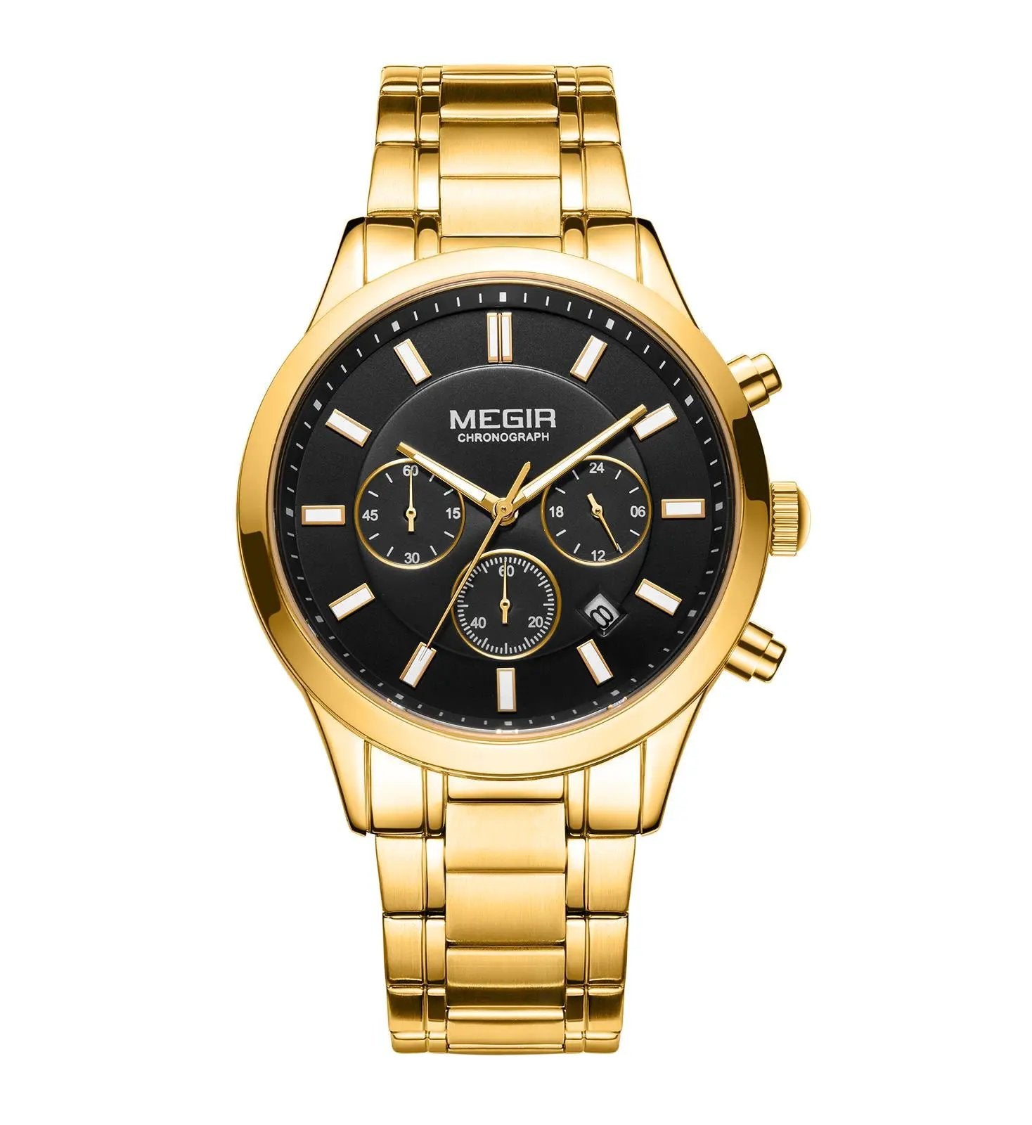 MEGIR Stainless Steel Waterproof Wrist Watches for Men Luminous Chronograph Business Quartz Men's Casual Clock Reloj Hombre 2150 by MEGIR WATCH GROUP