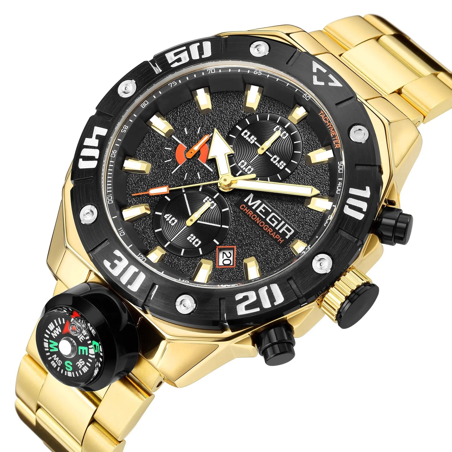MEGIR Watch Top Brand Luxury Business Quartz Watches Chronograph Stainless Steel Calendar Luminous Clock WristWatch Montre Homme 2219 by MEGIR WATCH GROUP