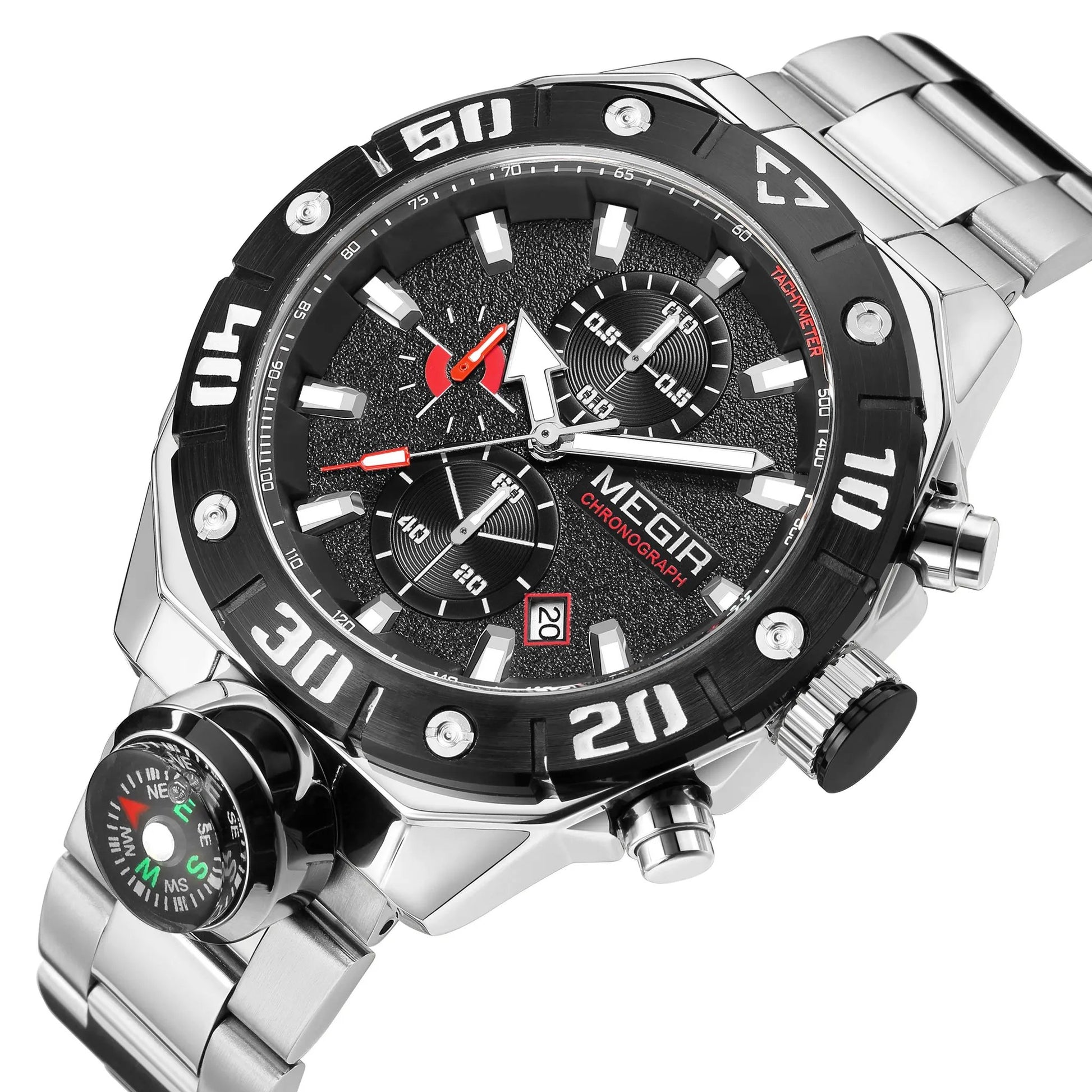 MEGIR Watch Top Brand Luxury Business Quartz Watches Chronograph Stainless Steel Calendar Luminous Clock WristWatch Montre Homme 2219 by MEGIR WATCH GROUP