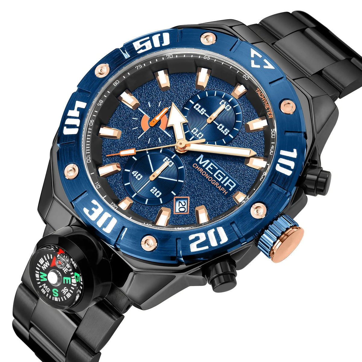 MEGIR Watch Top Brand Luxury Business Quartz Watches Chronograph Stainless Steel Calendar Luminous Clock WristWatch Montre Homme 2219 by MEGIR WATCH GROUP