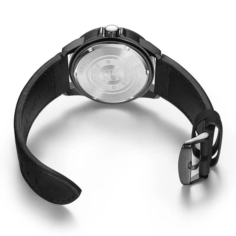 RUIMAS Luxury Men Watches Leather Strap Sport Casual Wristwatches Waterproof Luminous Date Clock Big Dial Montre Homme 302 by MEGIR WATCH GROUP