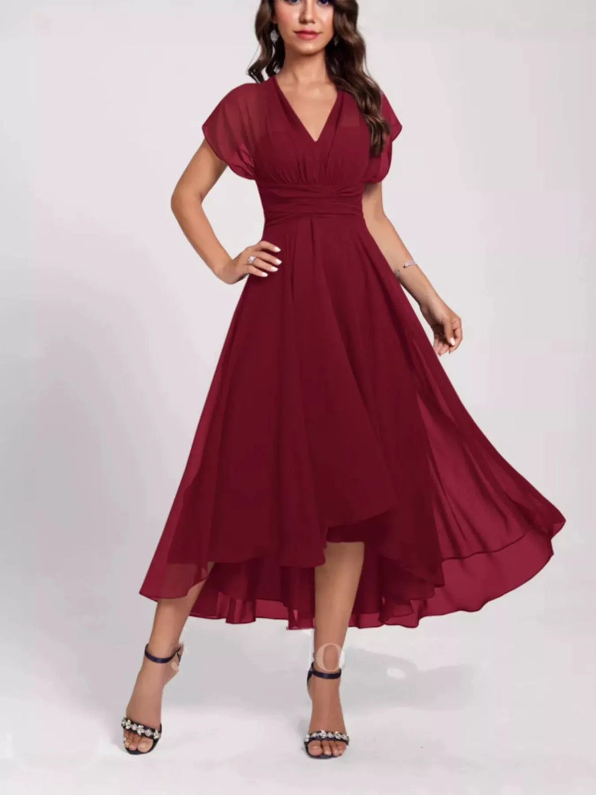 Ruched A-Line Midi Dress by Partner Label