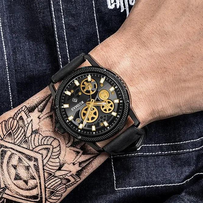 RUIMAS Relogio Masculino Luxury Leather Band Quartz Wristwatch Men Big Dial Moda Watches Waterproof Sport Military Reloj Hombre 306 by MEGIR WATCH GROUP