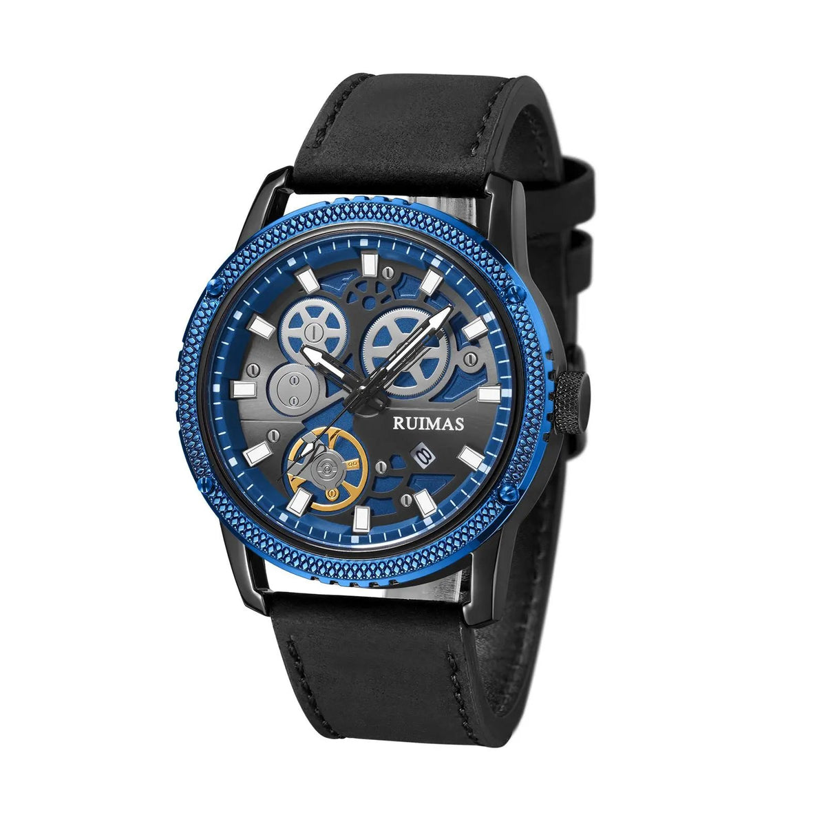 RUIMAS Relogio Masculino Luxury Leather Band Quartz Wristwatch Men Big Dial Moda Watches Waterproof Sport Military Reloj Hombre 306 by MEGIR WATCH GROUP