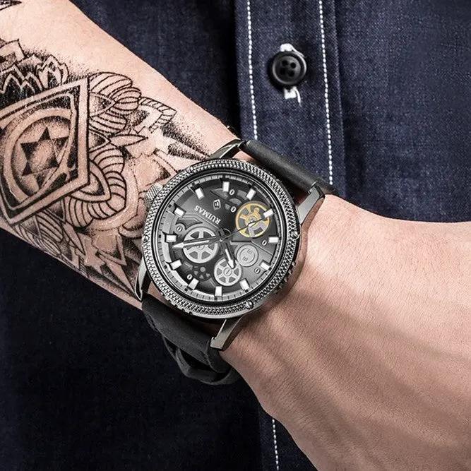RUIMAS Relogio Masculino Luxury Leather Band Quartz Wristwatch Men Big Dial Moda Watches Waterproof Sport Military Reloj Hombre 306 by MEGIR WATCH GROUP