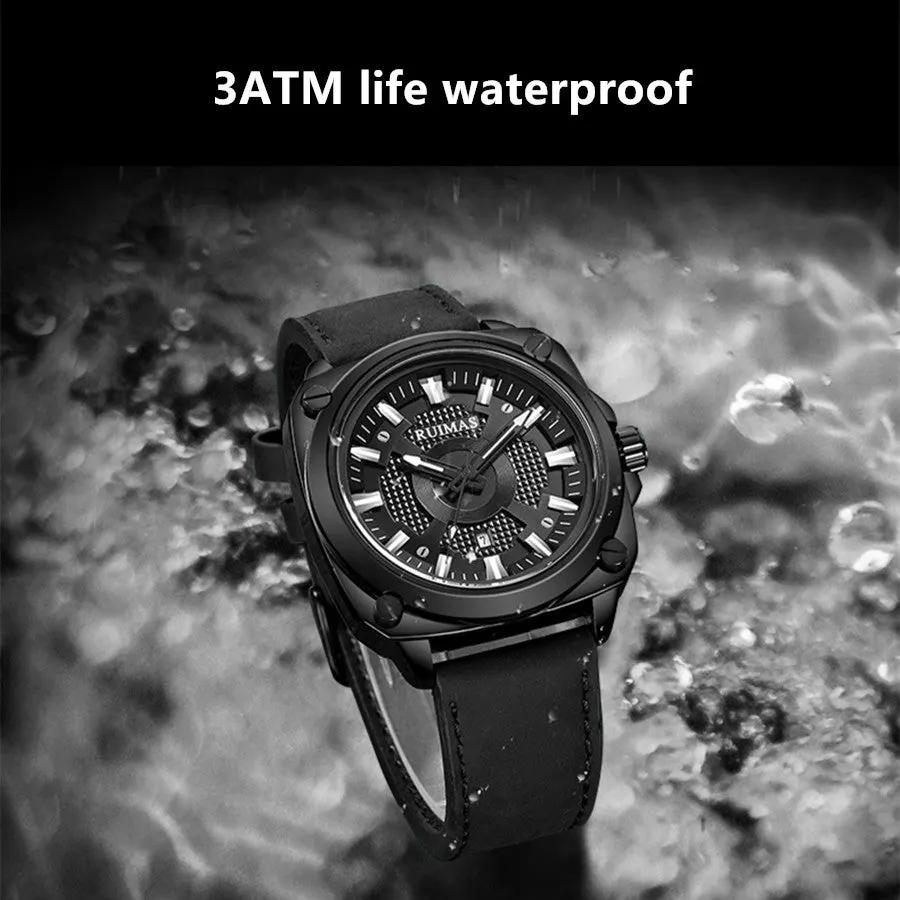 RUIMAS Top Brand Fashion Sports Quartz Wrist Watches for Men Waterproof Luminous Leather Band Relogio Masculino with Auto Date 303 by MEGIR WATCH GROUP