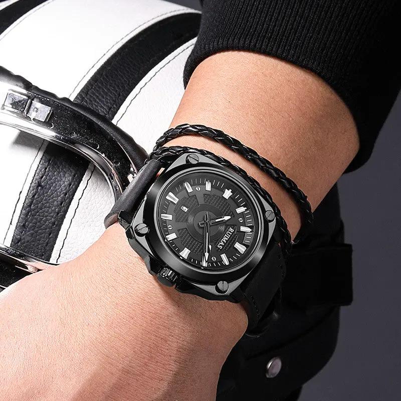 RUIMAS Top Brand Fashion Sports Quartz Wrist Watches for Men Waterproof Luminous Leather Band Relogio Masculino with Auto Date 303 by MEGIR WATCH GROUP