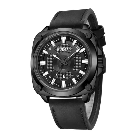 RUIMAS Top Brand Fashion Sports Quartz Wrist Watches for Men Waterproof Luminous Leather Band Relogio Masculino with Auto Date 303 by MEGIR WATCH GROUP
