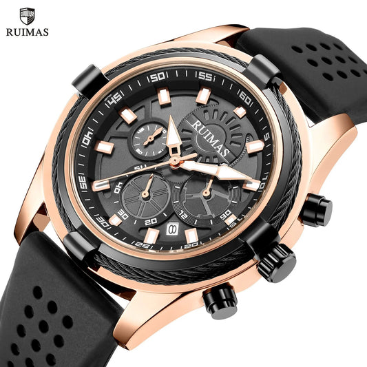 RUIMAS Top Luxury Quartz Wristwatches Men Silicone Large Dial Military Sports Watches Waterproof Luminous Date Reloj Hombre 311 by MEGIR WATCH GROUP