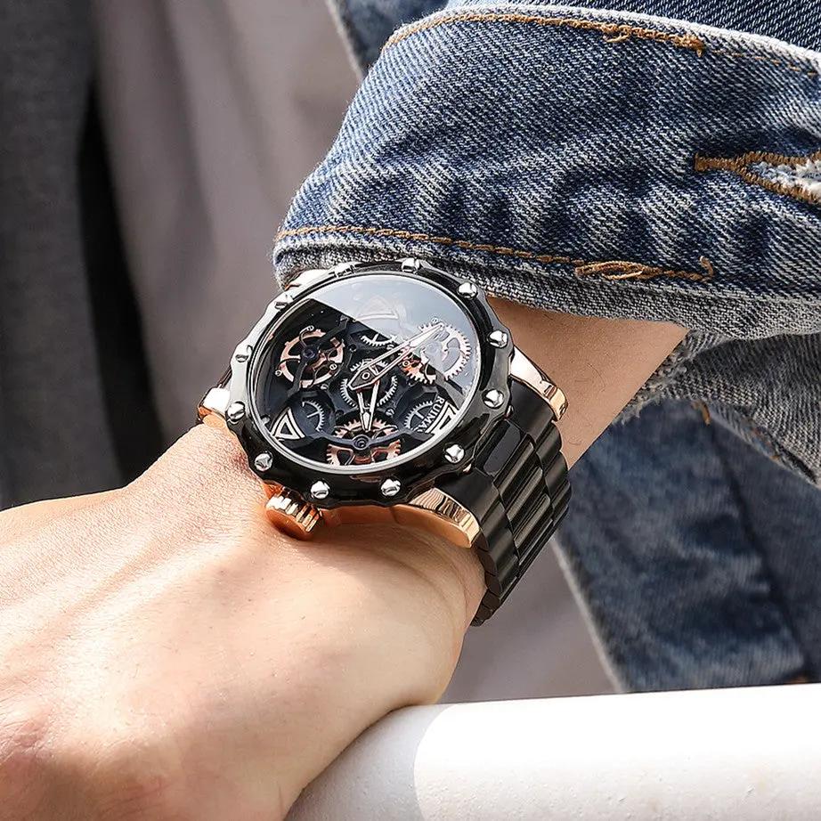 RUIMAS Quartz Watches Men's Business Wristwatch Waterproof Male Clock Chronograph Stainless Steel Casual Watch reloj hombre 331 by MEGIR WATCH GROUP