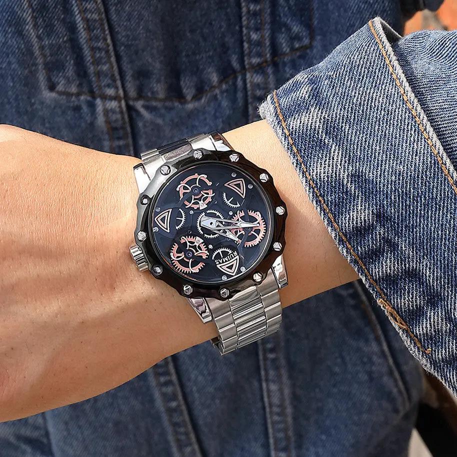 RUIMAS Quartz Watches Men's Business Wristwatch Waterproof Male Clock Chronograph Stainless Steel Casual Watch reloj hombre 331 by MEGIR WATCH GROUP