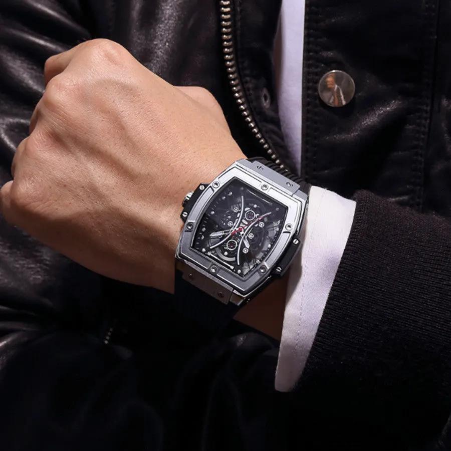 RUIMAS Quartz Sport Watches for Man Hollow Out Fashion Men Wristwatch 3ATM Waterproof Silicone Strap Clock Relogio Masculino 334 by MEGIR WATCH GROUP