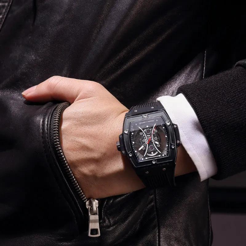 RUIMAS Quartz Sport Watches for Man Hollow Out Fashion Men Wristwatch 3ATM Waterproof Silicone Strap Clock Relogio Masculino 334 by MEGIR WATCH GROUP