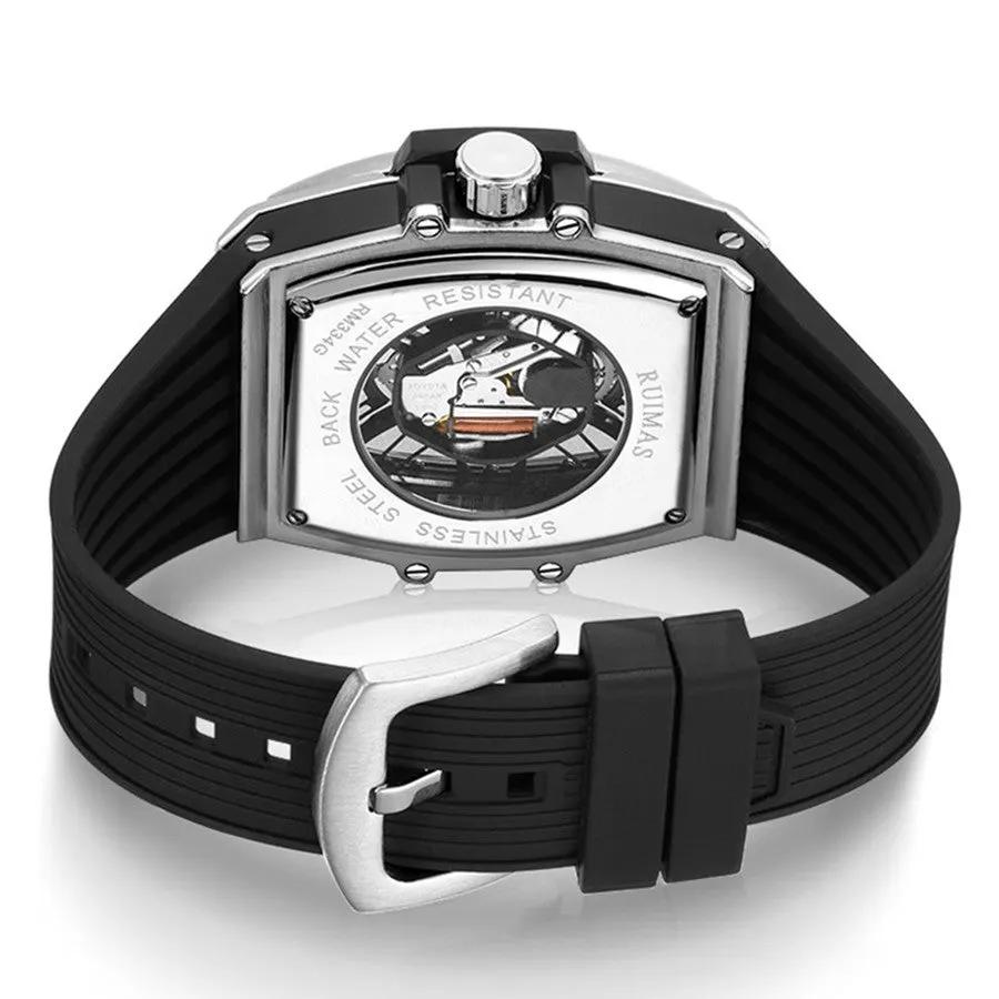 RUIMAS Quartz Sport Watches for Man Hollow Out Fashion Men Wristwatch 3ATM Waterproof Silicone Strap Clock Relogio Masculino 334 by MEGIR WATCH GROUP