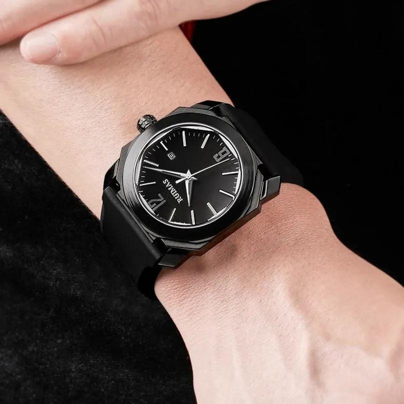 RUIMAS Luxury Silicone Band Quartz Sport Watches for Men Waterproof Calendar Casual Large Dial Wristwatch Clock Montre Homme 525 by MEGIR WATCH GROUP