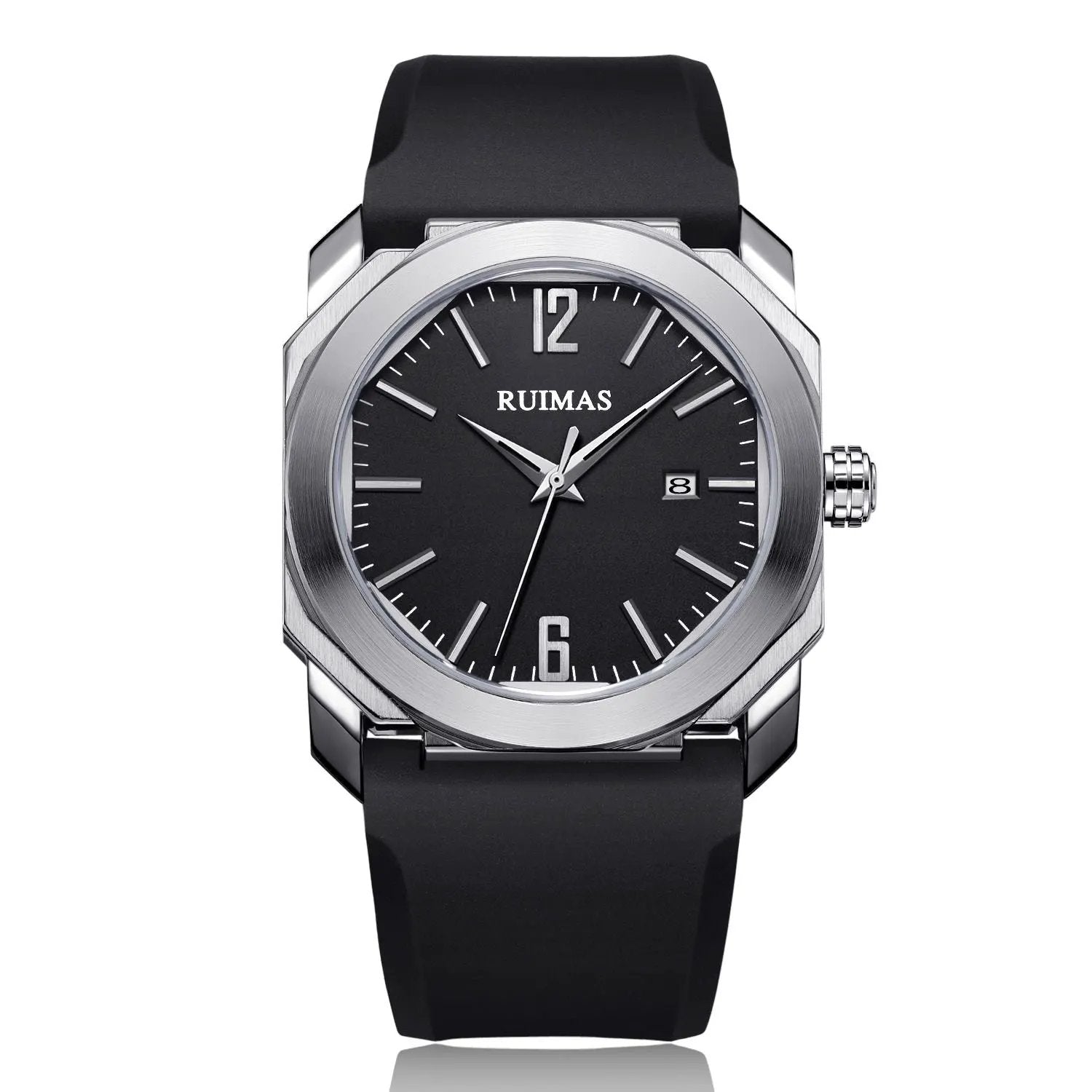 RUIMAS Luxury Silicone Band Quartz Sport Watches for Men Waterproof Calendar Casual Large Dial Wristwatch Clock Montre Homme 525 by MEGIR WATCH GROUP
