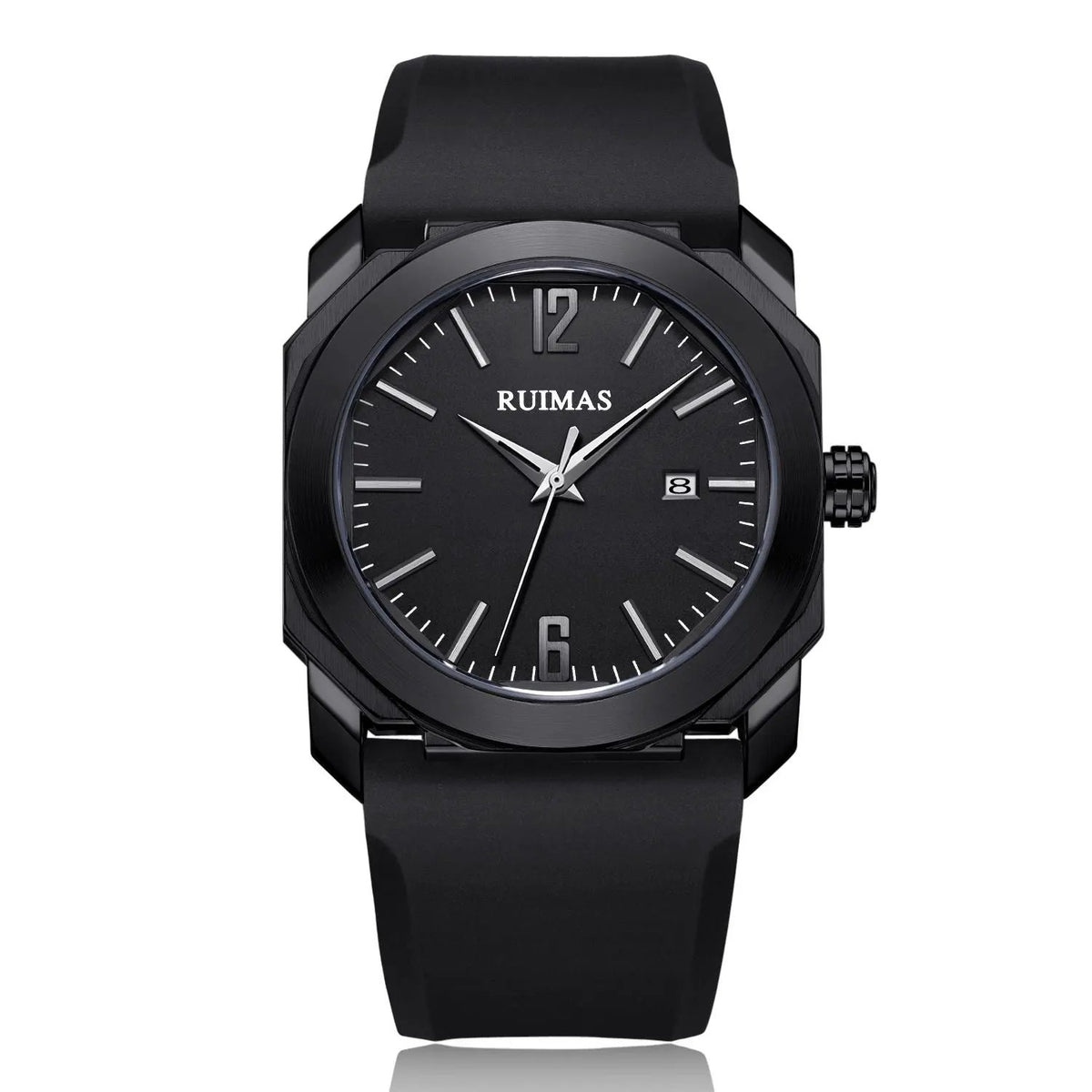 RUIMAS Luxury Silicone Band Quartz Sport Watches for Men Waterproof Calendar Casual Large Dial Wristwatch Clock Montre Homme 525 by MEGIR WATCH GROUP